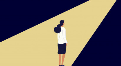 Illustration of lady in spotlight