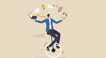 Man juggling workload vector