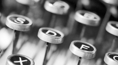 Typewriter keys in black and white