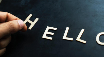 Hello letters on chalkboard
