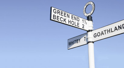 Yorkshire sign post on blue sky