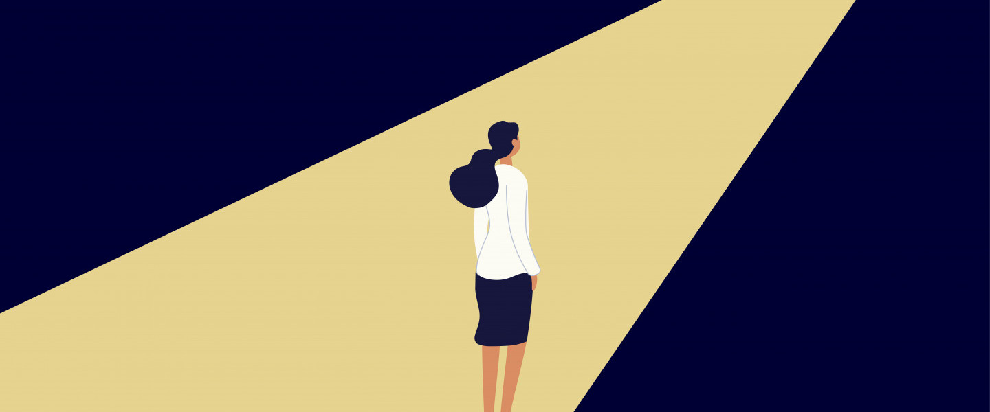 Illustration of lady in spotlight