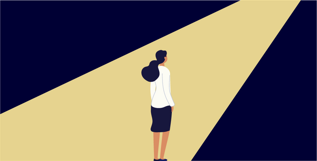 Woman in spotlight (illustration)
