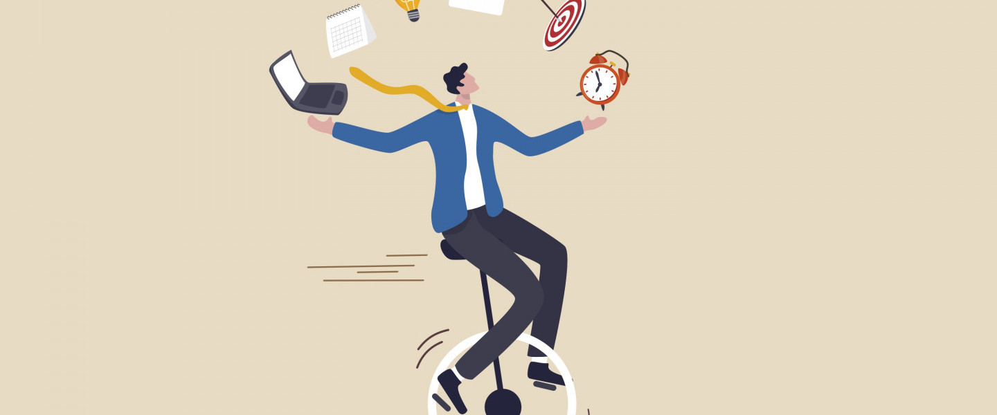 Man juggling workload vector